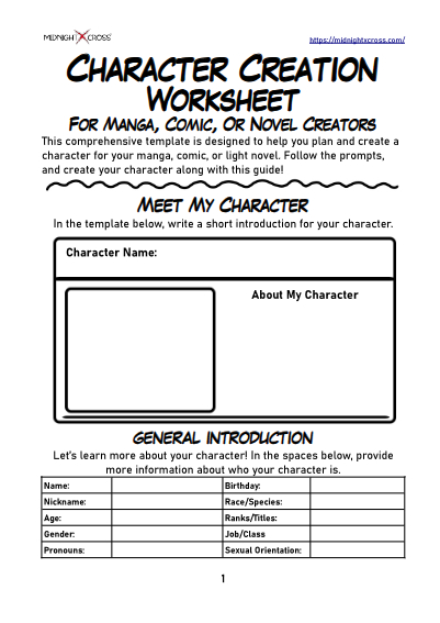 Pro Character Creation Worksheet Preview 1